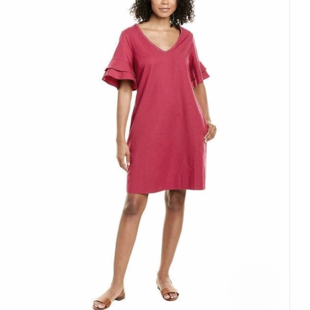Tommy Bahama Lanailette Flutter-Sleeve Shift Dress Barbiecore Resortwear Sz M